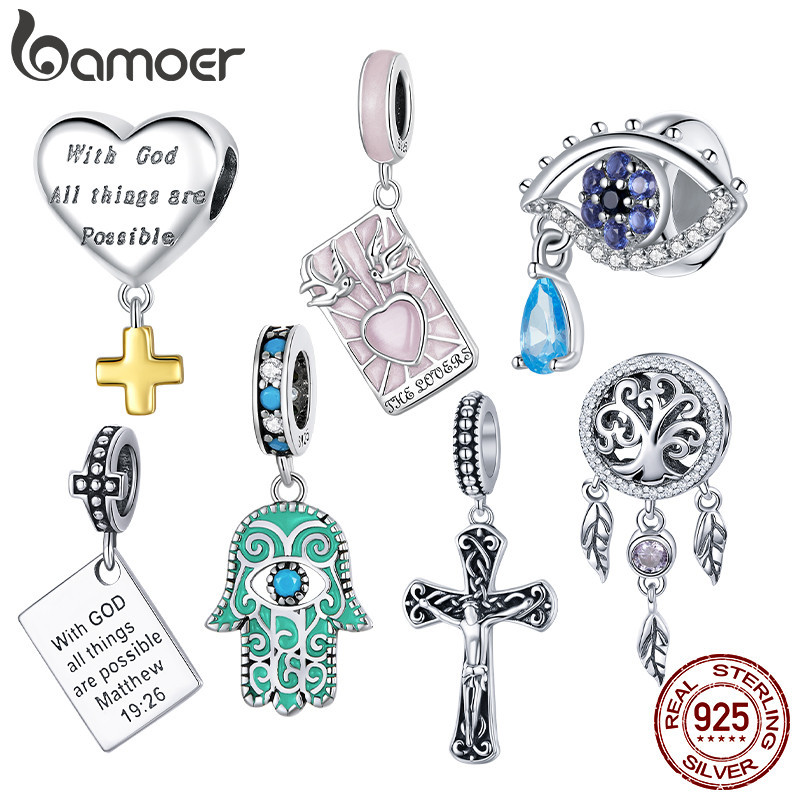 Bamoer 925 Sterling Sliver Charme De Fita De Fé Cruzada Dreamcatcher Série Net Para Pulseira em Oferta na Shopee