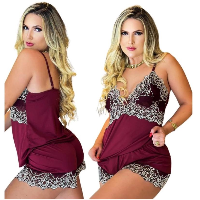 Baby Doll Pijama Bicolor PLUS SIZE Blusinha Suede Confortavel e Fresquinho Lingerie Adulto em Oferta na Shopee