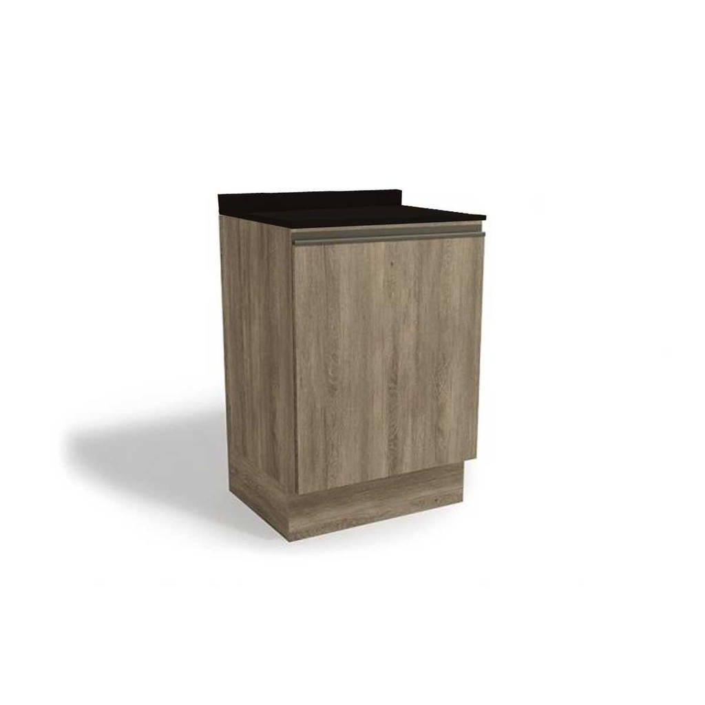 Balcão de Cozinha Maxxi G742 1 Porta c/Tampo 60cm Nogal/Preto - Kappesberg em Oferta na Shopee