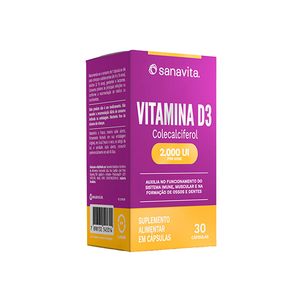 VITAMINA D3 ( COLECALCIFEROL ) 2.000 UI - 30 CÁPS - SANAVITA
