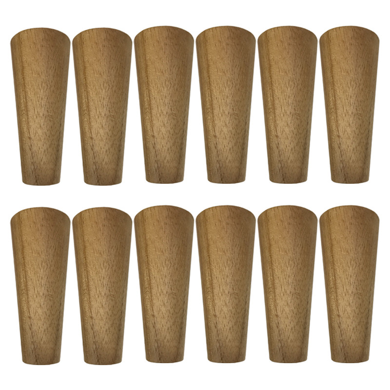 Kit 12 Pés De 10 Cm Cônico Retrô Para Móveis Pé Palito - Com Kit de Chapas Para Inclinar