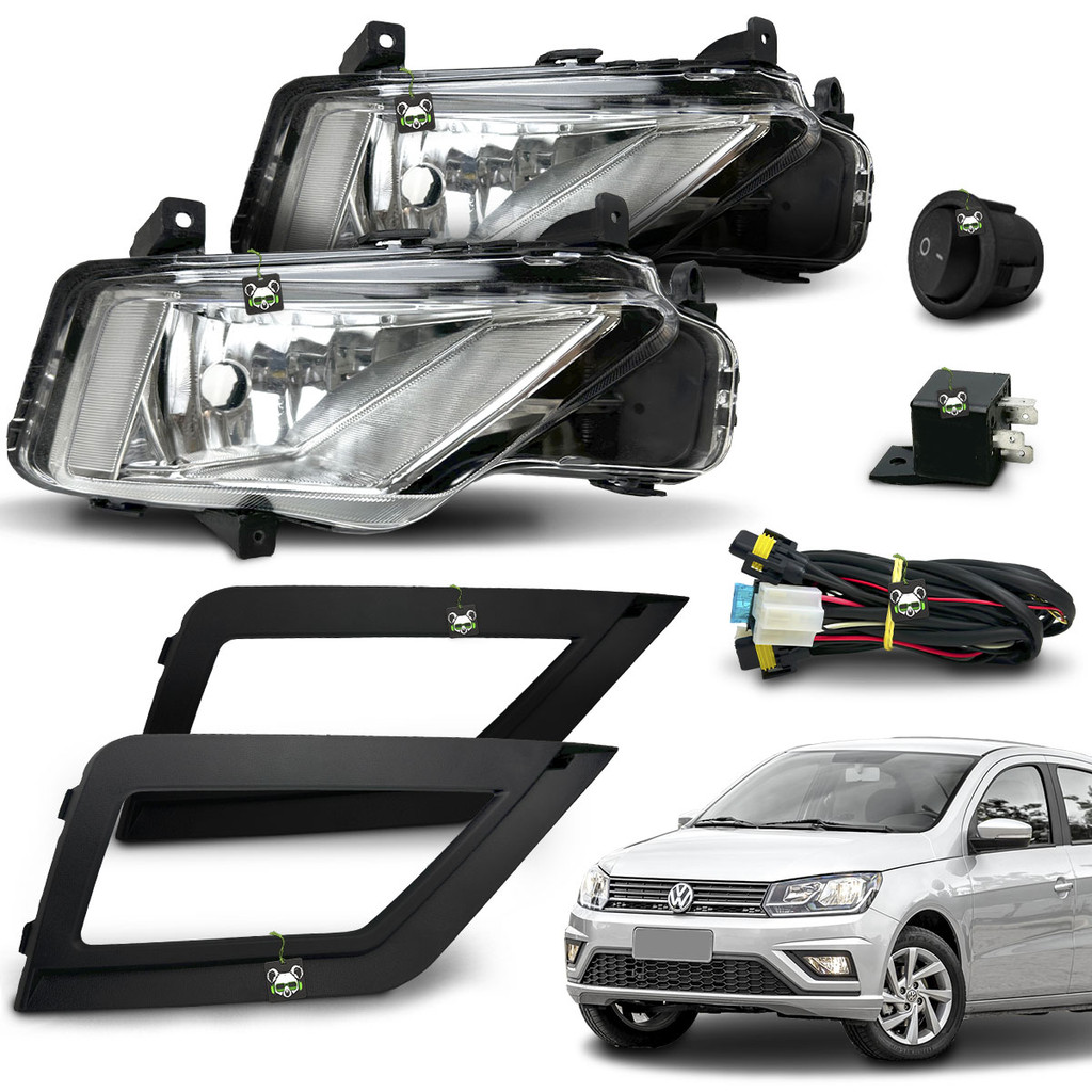 Kit Farol Auxiliar Milha Voyage G8 2018 2019 2020 2021 2022 2023 2024 Moldura Preta Botao Tic Tac - Spare Parts and Accessories for Vehicles