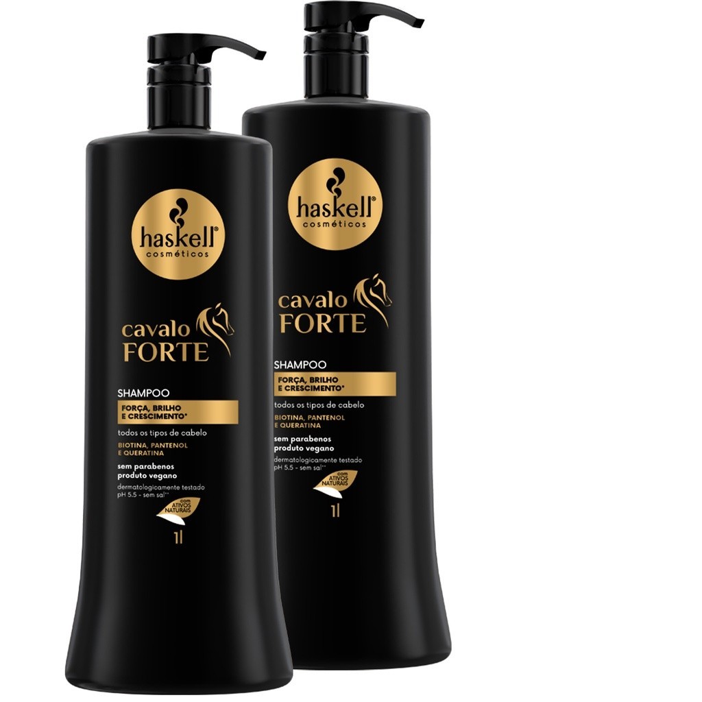 Kit 2 Shampoo Haskell Cavalo Forte 1litro Profissional