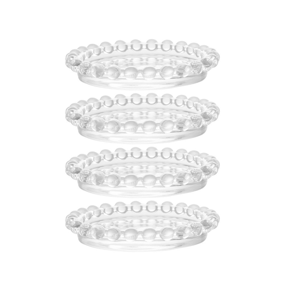 Coleção Pearl - 4 Pratinhos de Apoio (10cm) Cristal
