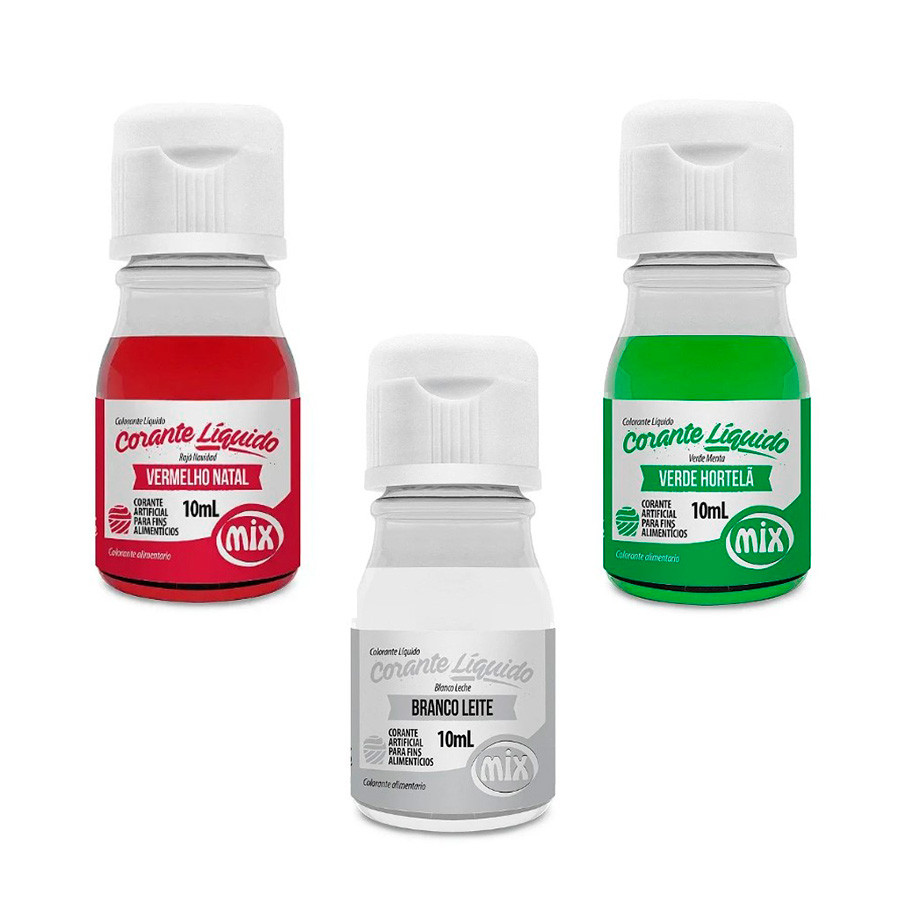 Kit 3 Corantes Líquido de Natal - 3 unidades - Rizzo