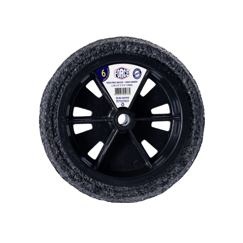 Roda Pneu Macico Force Borracha Expandida 2.5X8X3/4 19mm Linha Garden em Oferta na Shopee