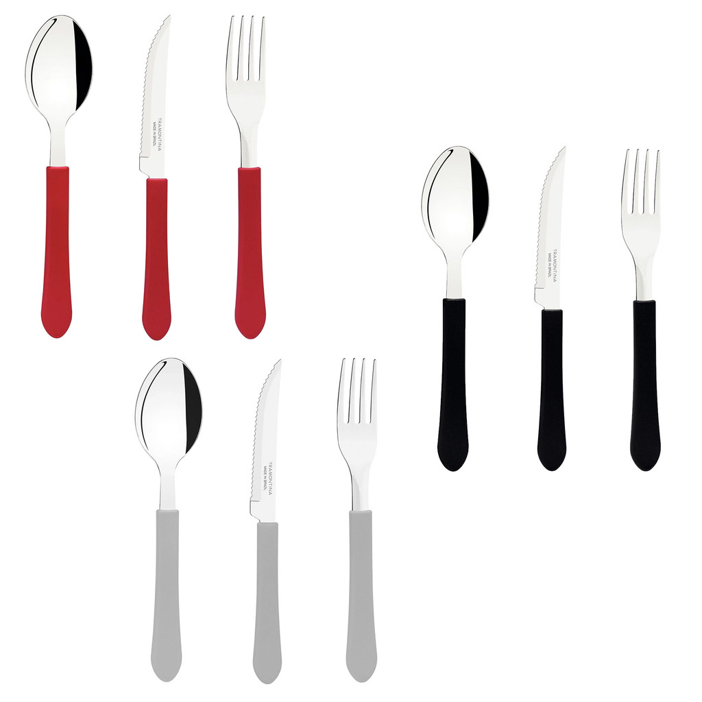 Jogo de Talher Cabo de Polipropileno 1garfo 1 faca 1 colher em Oferta na Shopee