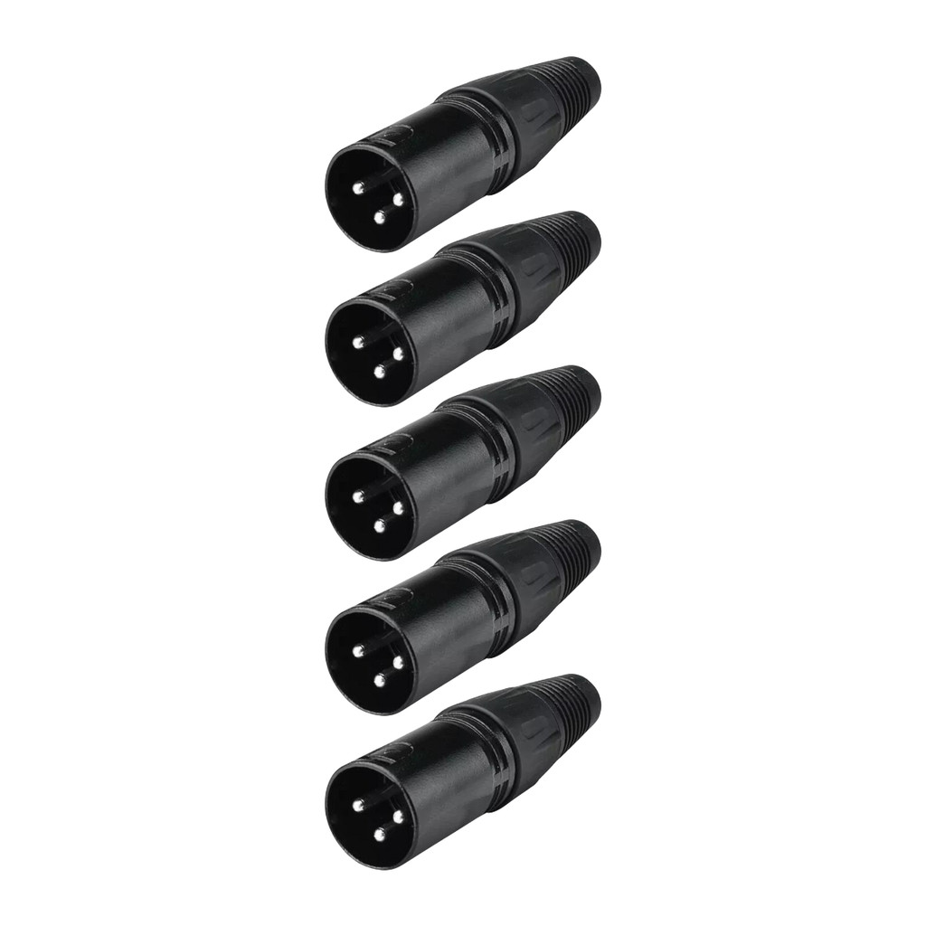 Kit 5 Plug XLR Macho Metal Profissional Preto MXT