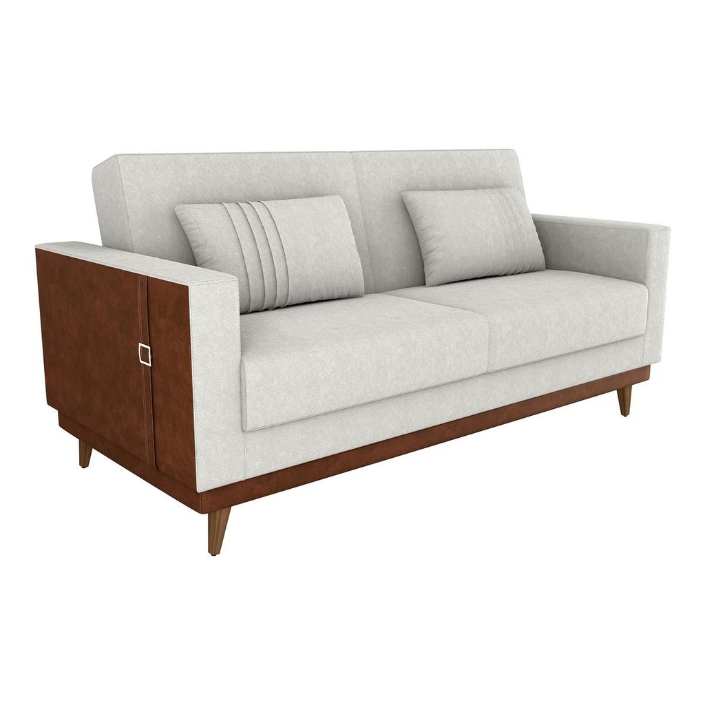 Sofá-Cama 203cm 3 Lugares com Tecido Bouclé Multimóveis CR45255 - Home & Living