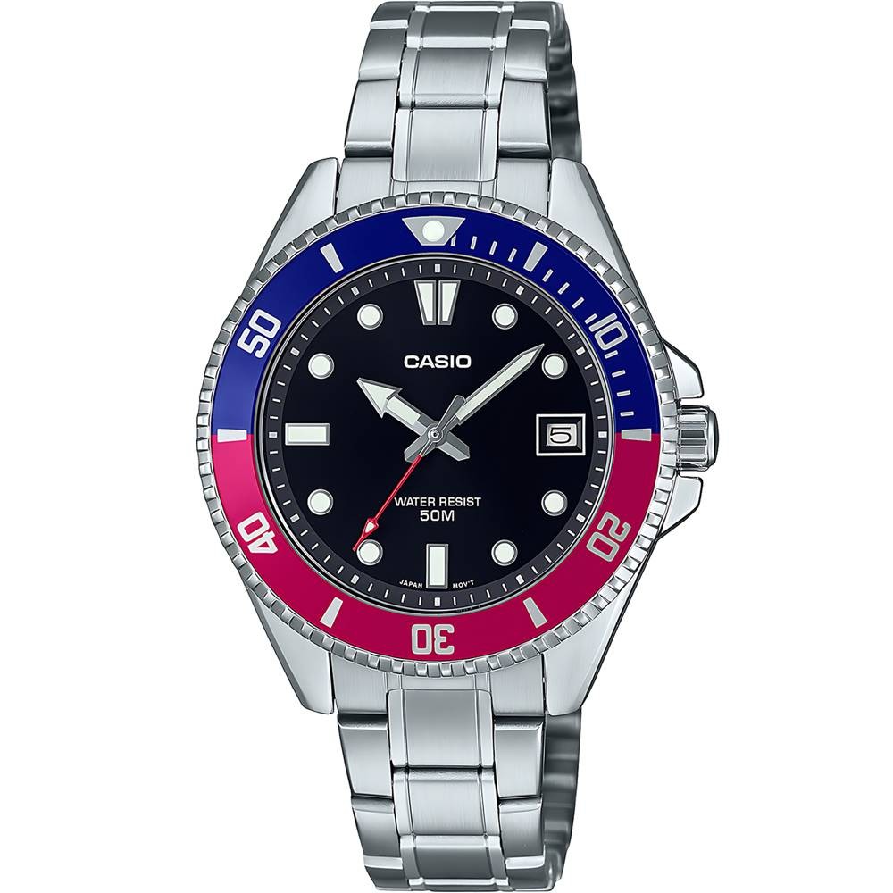 Relógio Casio Masculino Ref: Mdv-10d-1a3vdf Duro Prateado Menor
