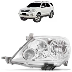 Farol Dianteiro Hilux Sw4 2005 2006 2007 2008 Máscara Cromada Lente Lisa em Acrílico