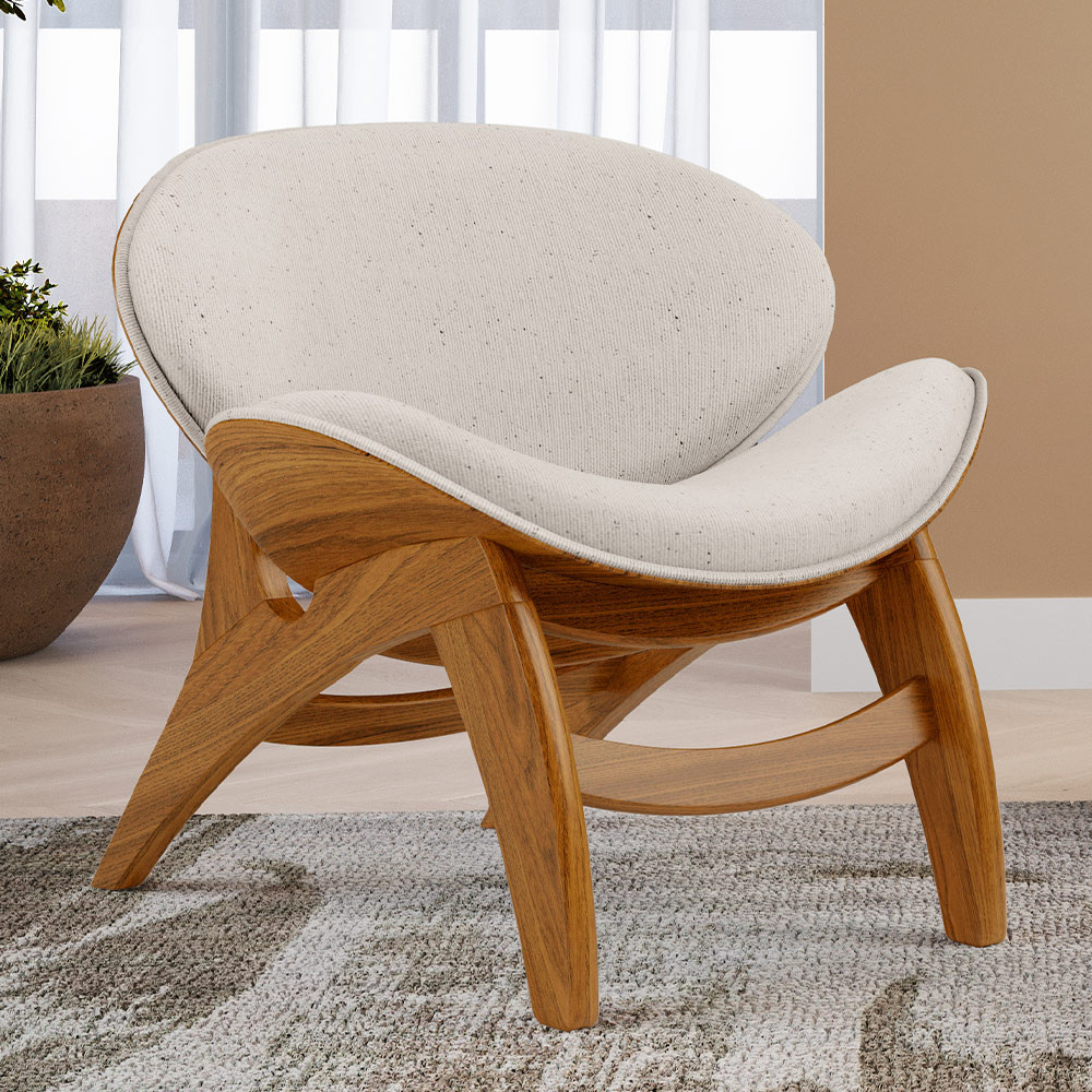 Poltrona Decorativa Orgânica Sala Living Kadosh L02 Linho Cru - Lyam Decor