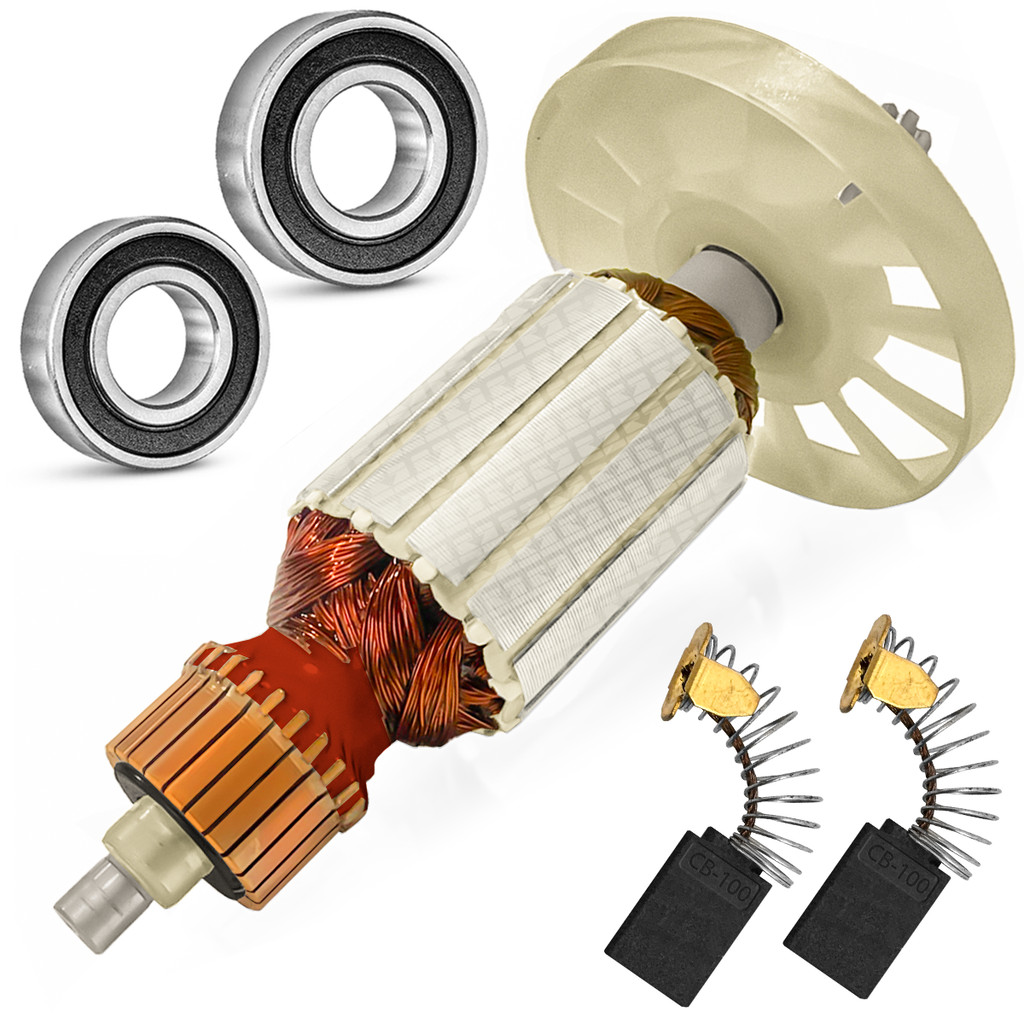 Induzido, Rolamento e Carvão Martelete Makita Hm0810 900w 6kg 220v