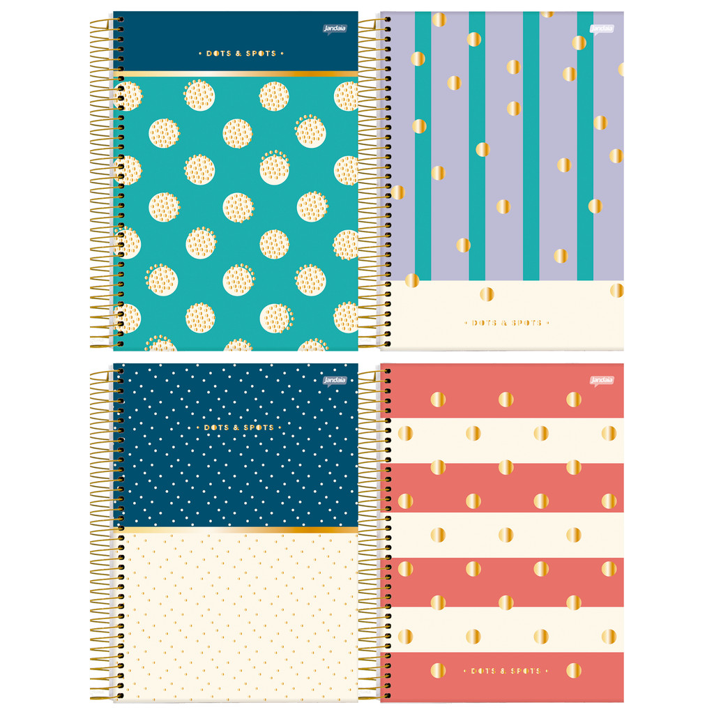 Caderno Universitário Capa Dura 1 Matéria 80 Folhas Dots & Spot Jandaia - Pacote Com 4 Unidades em Oferta na Shopee