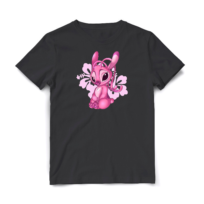 Camisa / Camiseta de Algodão Estampado LILO & STITCH Personagens (Angel) Unissex