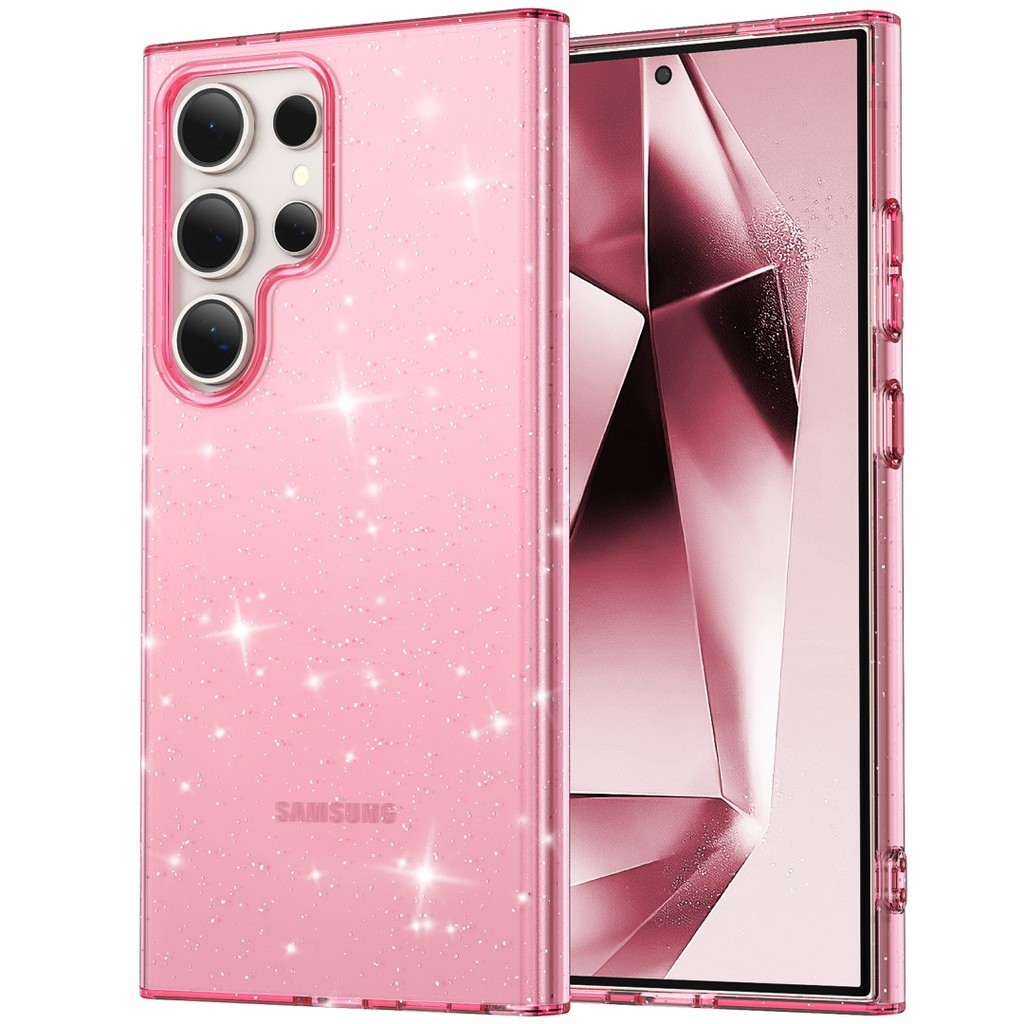 Capa De Telefone Rígida Com Glitter Para Samsung Galaxy S26 S25 S24 S23 Ultra Plus A55 A05S A15 A14 A23 A34 A54 A35 À Pr