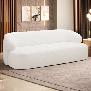Sofá 2 Lugares Curvo Orgânico Para Sala Living 150cm Barolo L06 Bouclê Branco - Lyam Decor em Oferta na Shopee