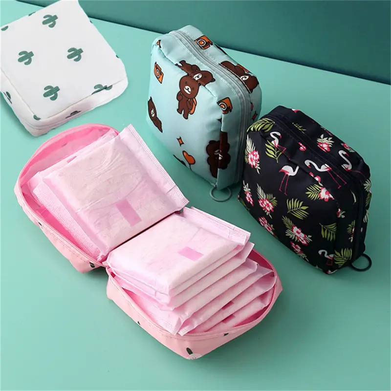 Kit 2 Peças Saco Bolsa Multifuncional De Absorvente Higiênico Viagem Guardanapo Armazenamento De Cosméticos Impermeavel