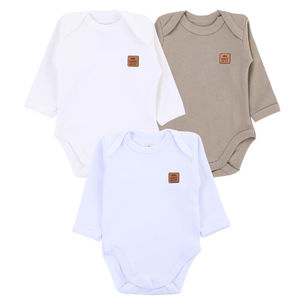 Kit Body Manga Longa Baby Best Algodão Pima - 3 Peças em Oferta na Shopee