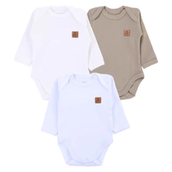 Kit Body Manga Longa Baby Best Algodão Pima - 3 Peças
