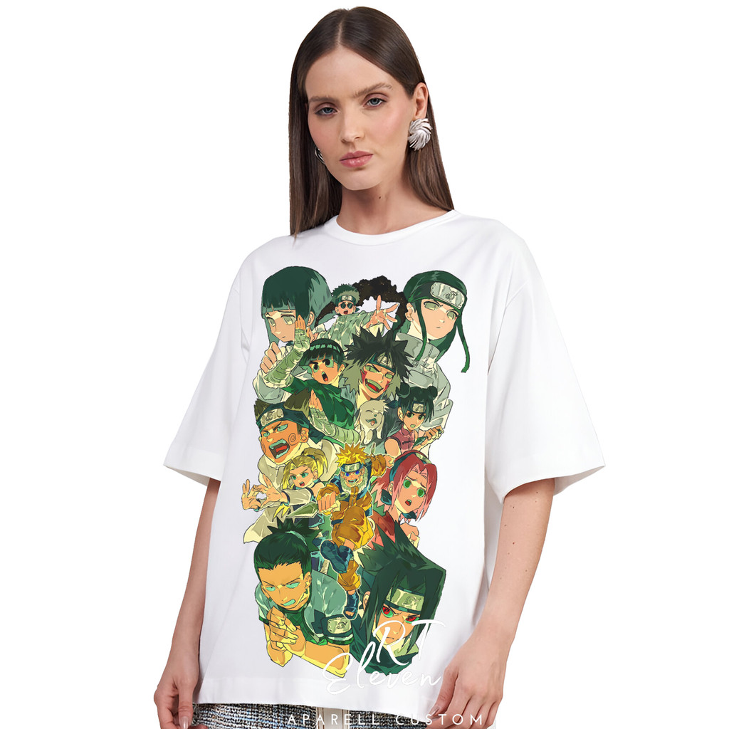 Camiseta Oversized Streetwear Personalizada Naruto Anime Times Konoha Masculina e feminina 100% Algodão Malha Premium