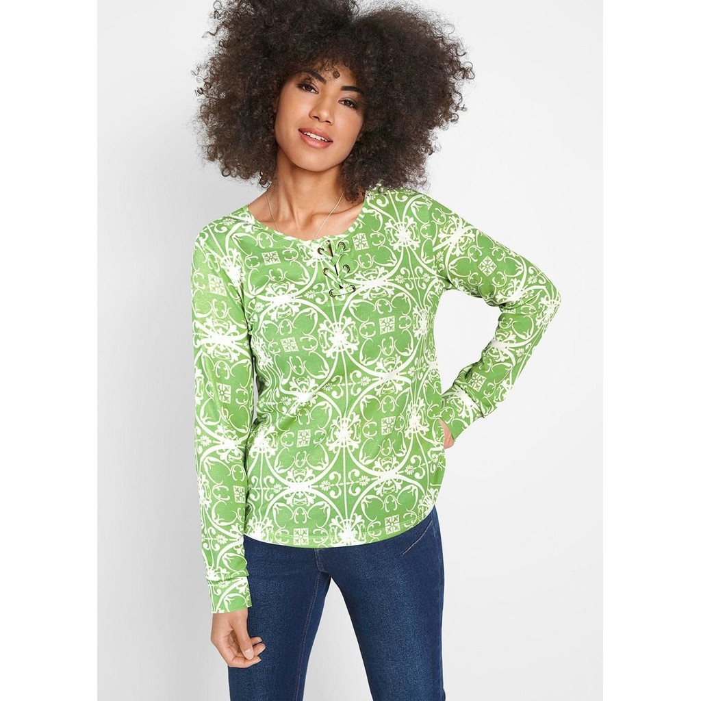 Blusa Decote Redondo Com Ilhós Toda Pop Verde