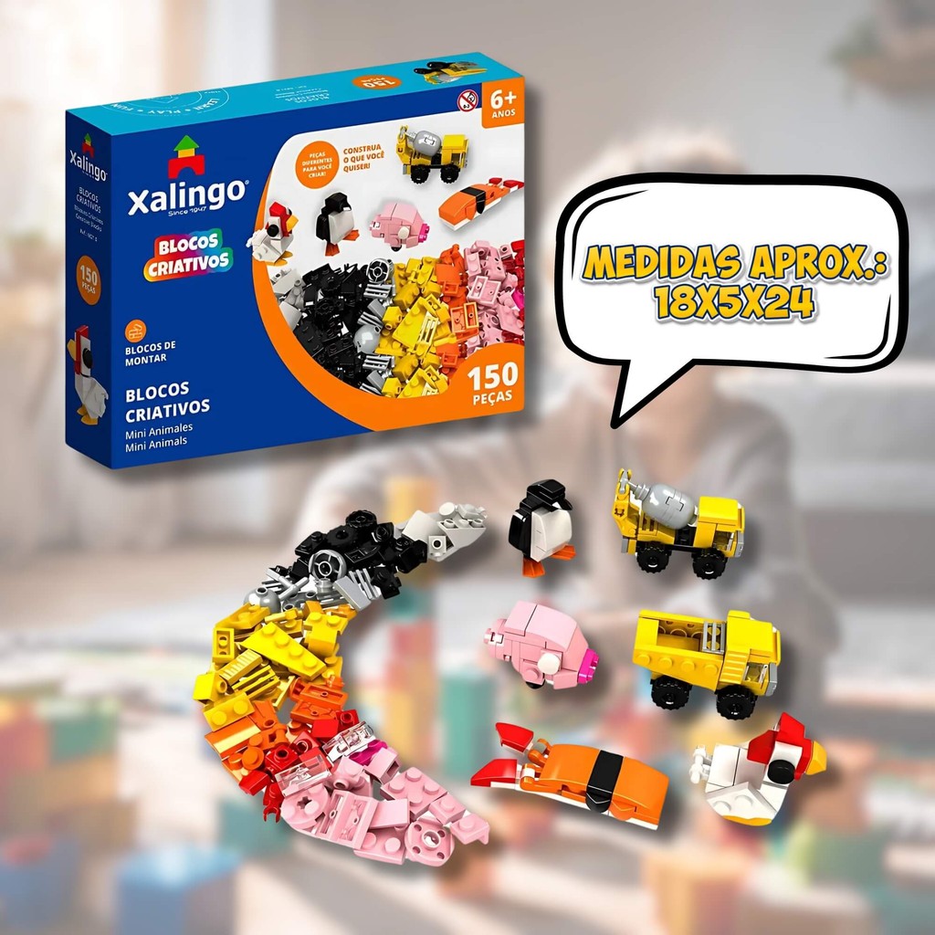 Detalhes do Brinquedo Infantil Bloco Criativo 150 Peças Xalingo - 68210