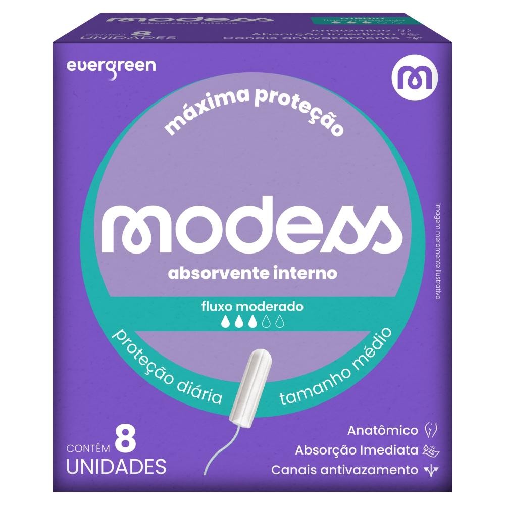 Absorvente Interno Modess Tamanho Médio 8un em Oferta na Shopee