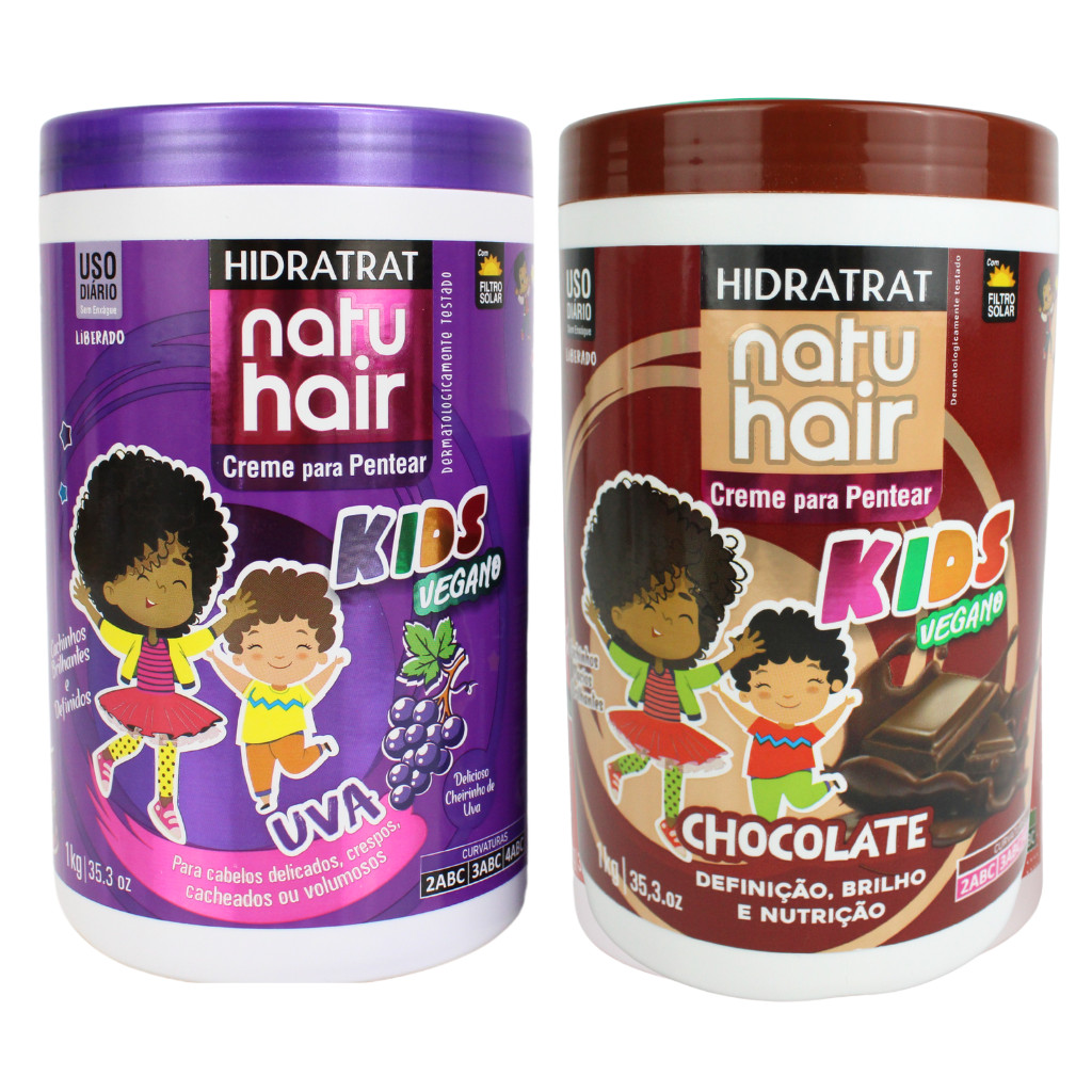 Kit Creme para pentear Uva + Chocolate Natuhair 1KG em Oferta na Shopee