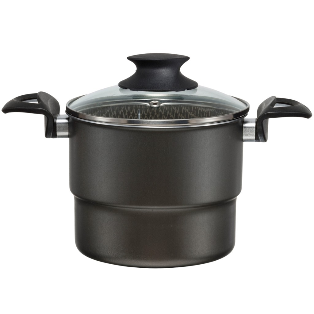 Cuscuzeira 16cm Antiaderente Com Tampa de Vidro 2,6L Marcolar Panela para Cuscuz Nordestino Prática Cozinha
