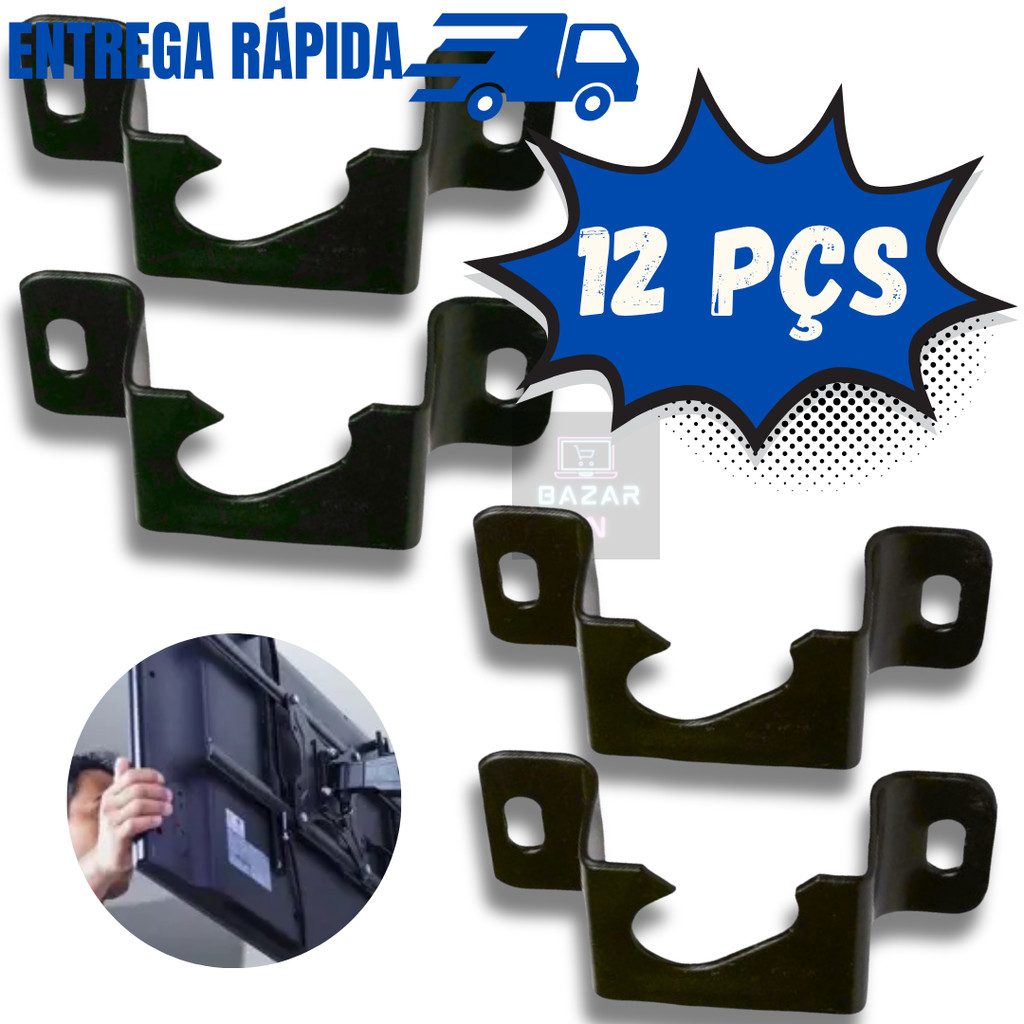 Kit Jogo 12 Suportes Para Tv Fixo Universal Compacto 14 à 85” até 80kg Tv Smart Led Plasma 4k Lcd