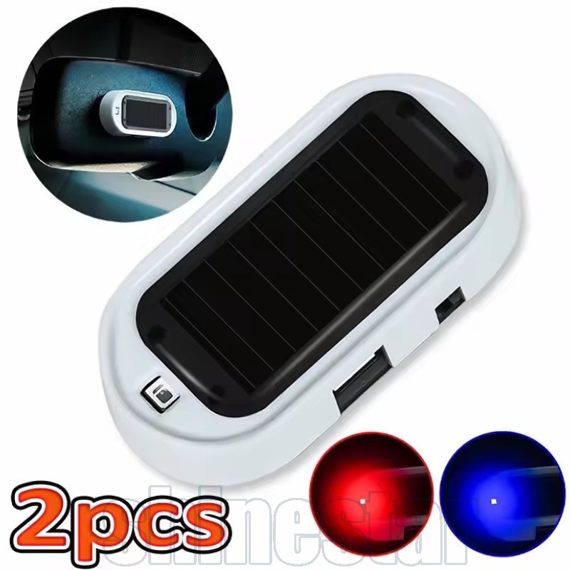 2 Unidades De Luz De Segurança Analógica Movida A Energia Solar LED Para Carro-Alarme Contra Roubo Simulado Automático-L