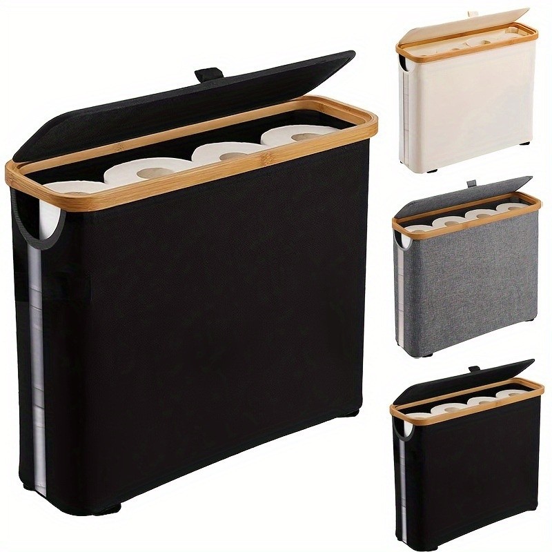 Suporte para Papel Higiênico de Bambu com Tampa para Armário e Banheiro em Oferta na Shopee