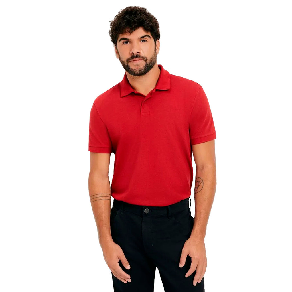 Camiseta Hering Polo Básica Masculina Regular Em Piquet Vermelho
