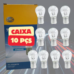 Caixa com 10 Lâmpadas Freio Lanterna 2 Polo 12v 21/5w Hella Original