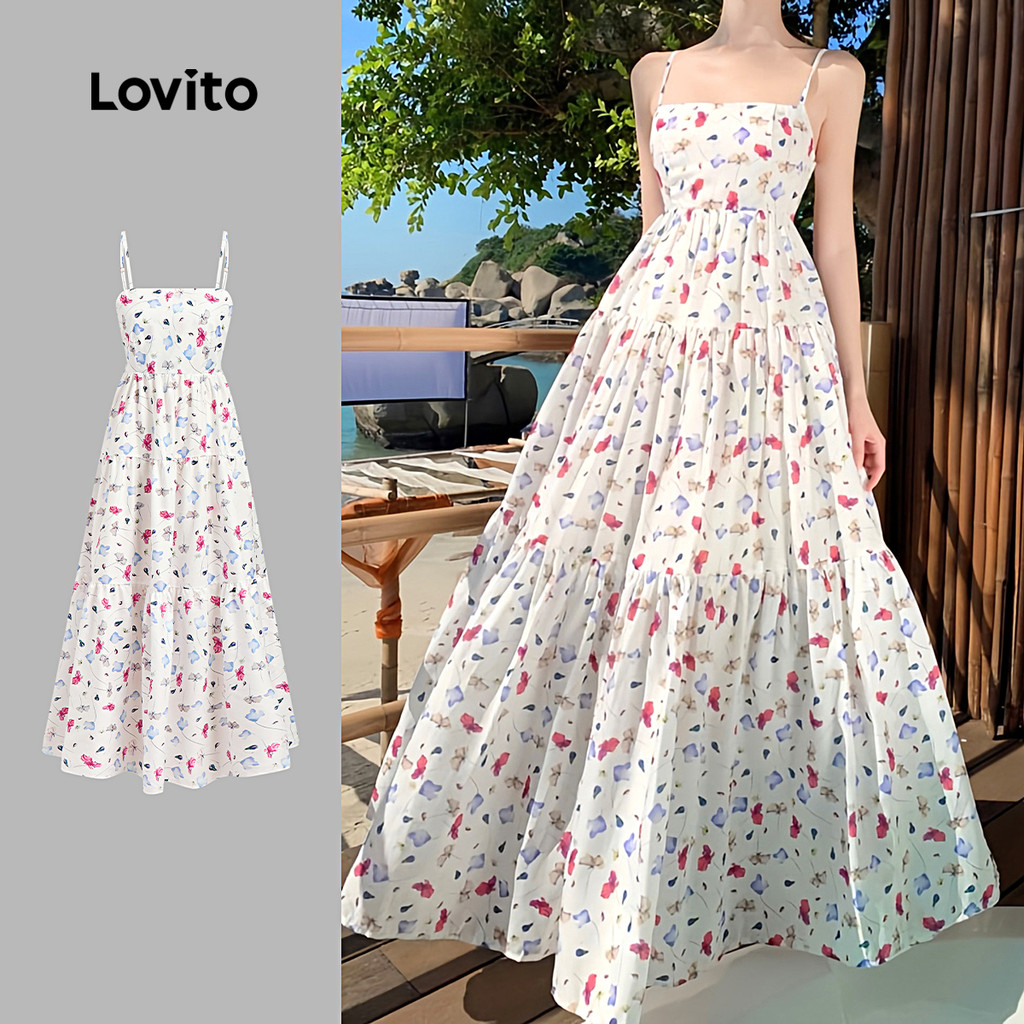 Lovito Boho Ditsy Floral Ruffle Vestido Multicolorido Para Mulheres L134ED219 - Women Clothes