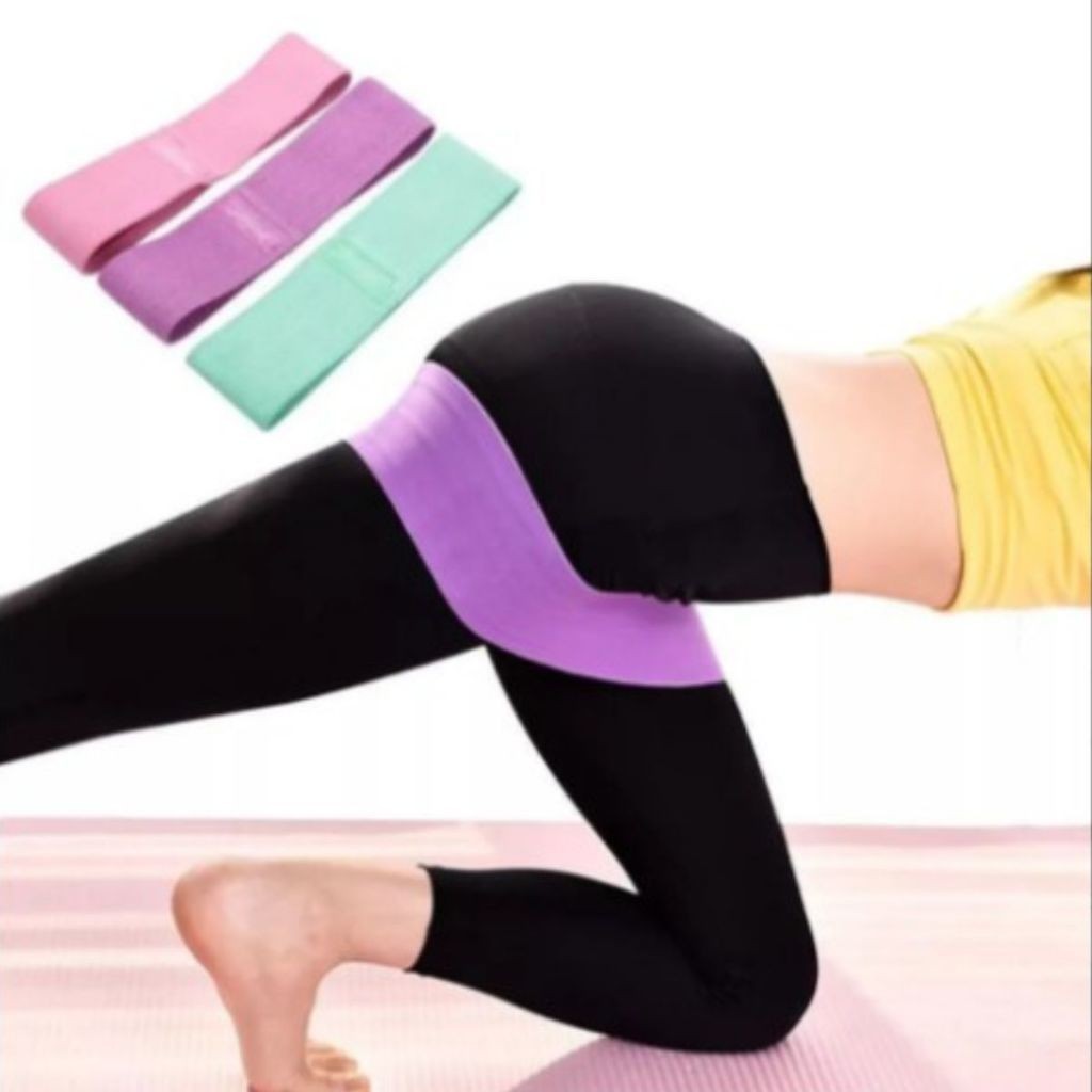 Kit 3 Faixas Elásticas de Resistência para Yoga Pilates Academia Treino Funcional Glúteos Pernas Alongamento
