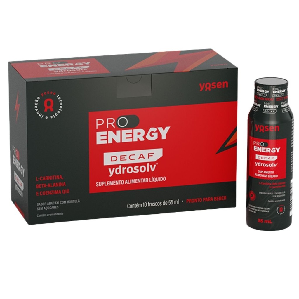 Pré-Treino Pro Energy Decaf Caixa Com 10 Unidades De 55ml Yosen Abacaxi Com Hortelã em Oferta na Shopee