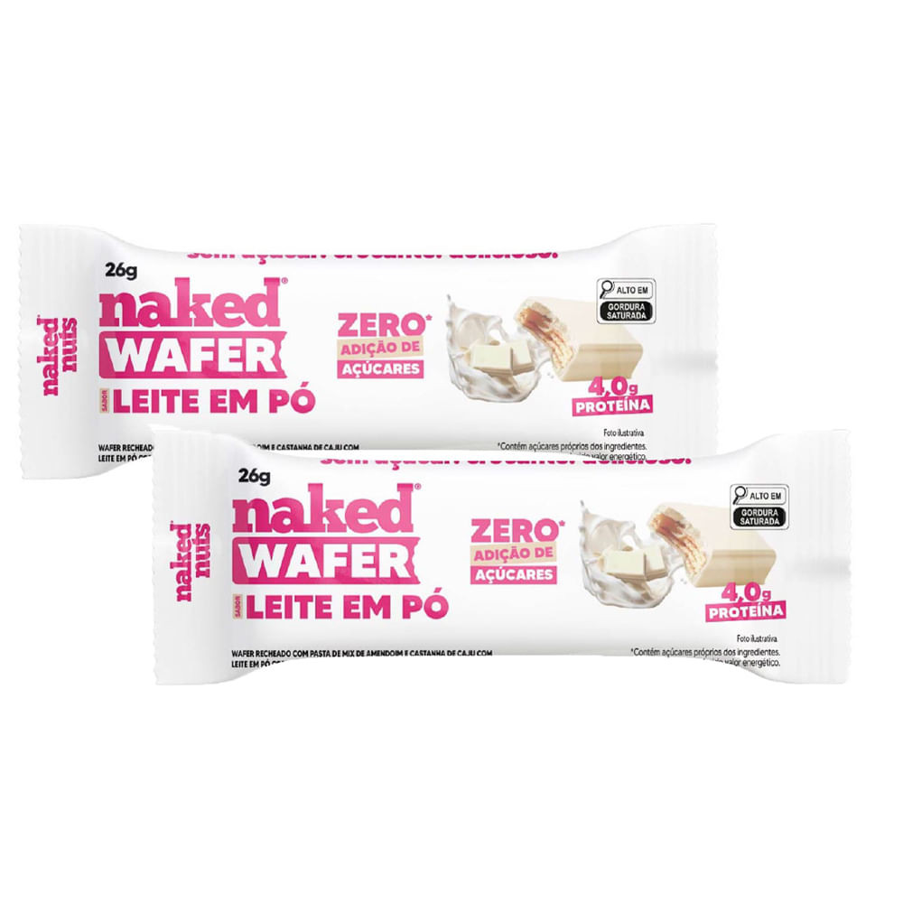Kit 2 Wafer com Whey Protein Naked Bites Sabor Chocolate Zero Açúcar 26g - Food & Beverages