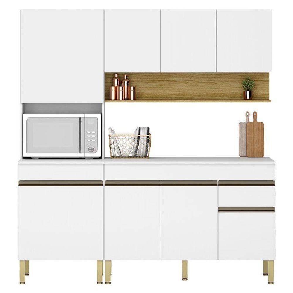 Cozinha Modulada Line Composição 3 Supremo Freijó - Kits Paraná em Oferta na Shopee