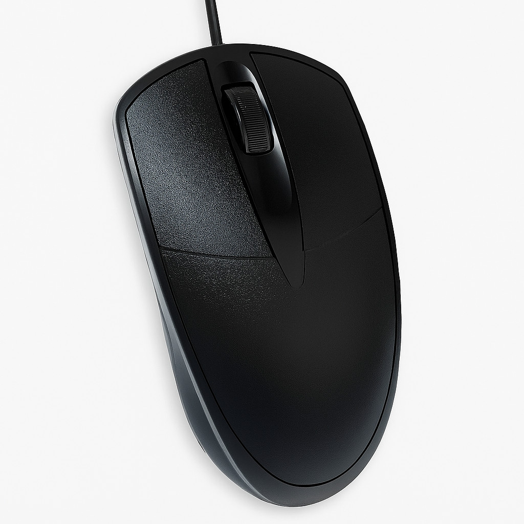 Mouse Óptico USB Preto com 1000DPI Conexão Plug e Play e Design Ergonômico Office