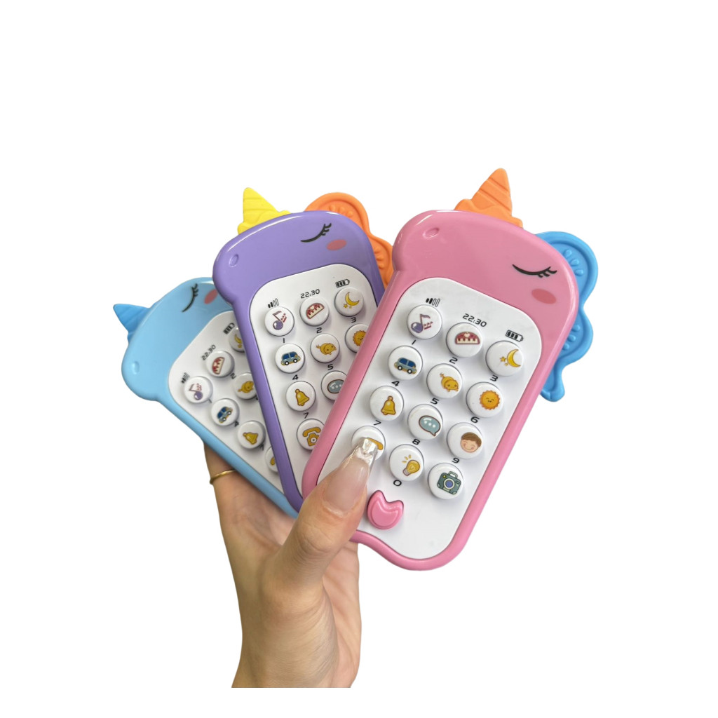 Celular Infantil Musical telefone Interativo com mordedor Educativo Sensorial brinquedo bebê Unicornio