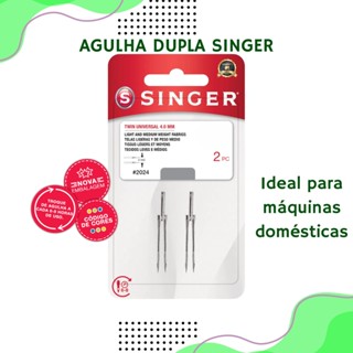 Agulha Dupla Singer 4mm 3mm para Máquina Doméstica | Kit com 2 Unidades | Modelo 2024 2025 em Oferta na Shopee