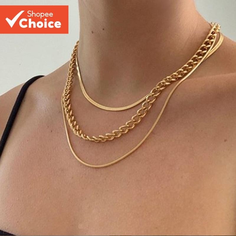 Colar De Corrente De Cobra Em Camadas Para Mulheres – Correntes De Clavícula Metálicas Empilháveis Ajustáveis Da Moda