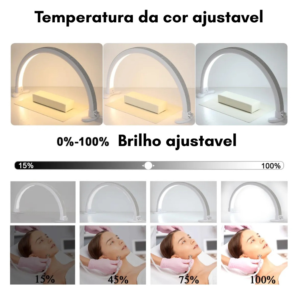 Luminaria Meia Lua Estetica Mesa Spa Arco 3 Tons Ajustavel Salao Beleza Limpeza De Pele em Oferta na Shopee
