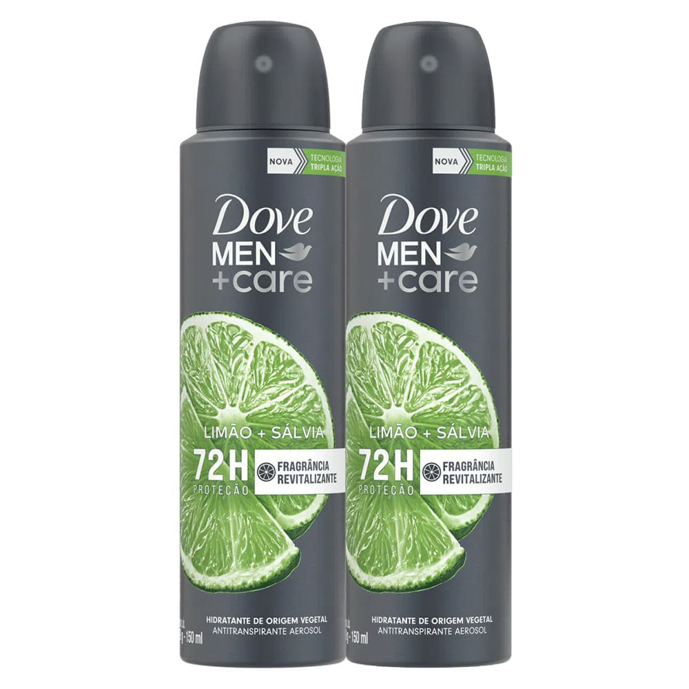 Kit 2 Desodorante Dove Limão e Sálvia Men + Care Aerossol 150ml - Beauty