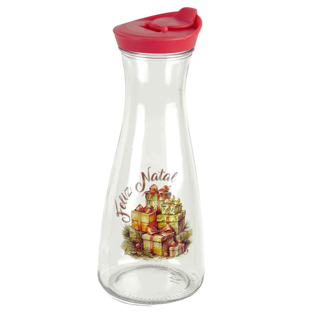 Garrafa Vidro Style Decorada Estampa Natalina Presentes 1 Litro - Magizi