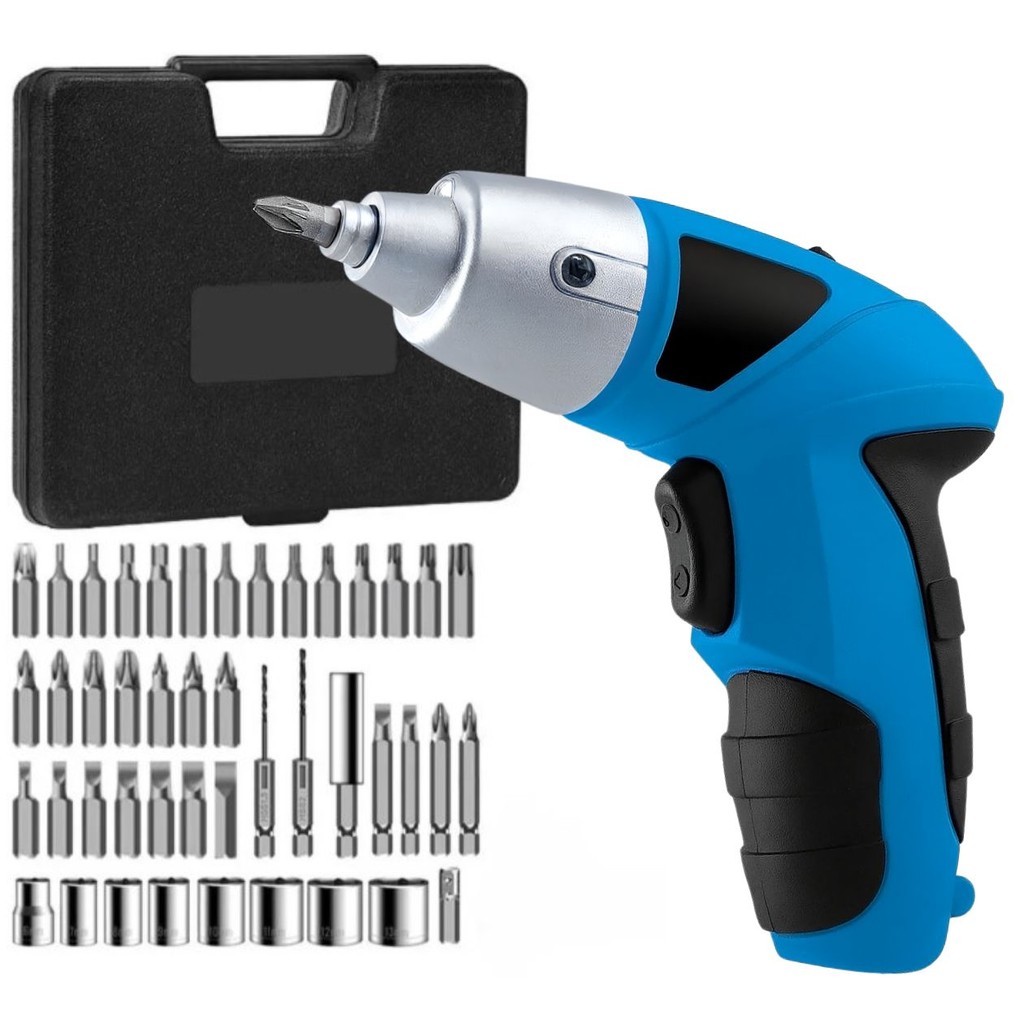 Mini Parafusadeira Elétrica Recarregável C/ 49 Peças Maleta Kit Completo Led Carregamento Tipo C Portátil Ferramenta