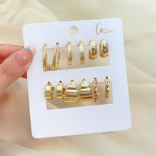 ANA1108 KIT 6  Pares de Minis Argolas Brincos Prata/Dourado-223A