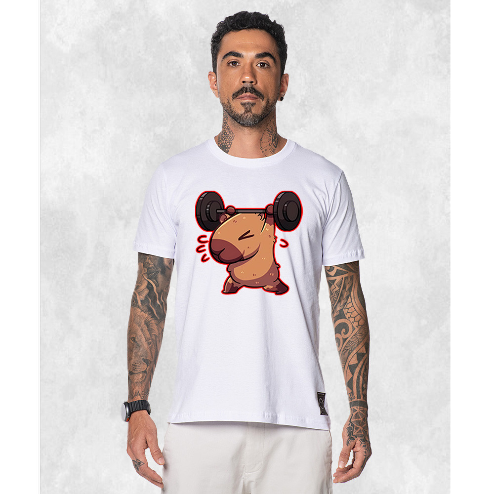 Camiseta Unissex Confortável Estampada Algodão Capivara Forte
